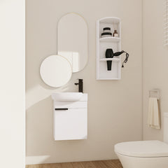 Soft Close Doors Bathroom Vanity With Sink and Storage Rack,16 Inch  For Small Bathroom