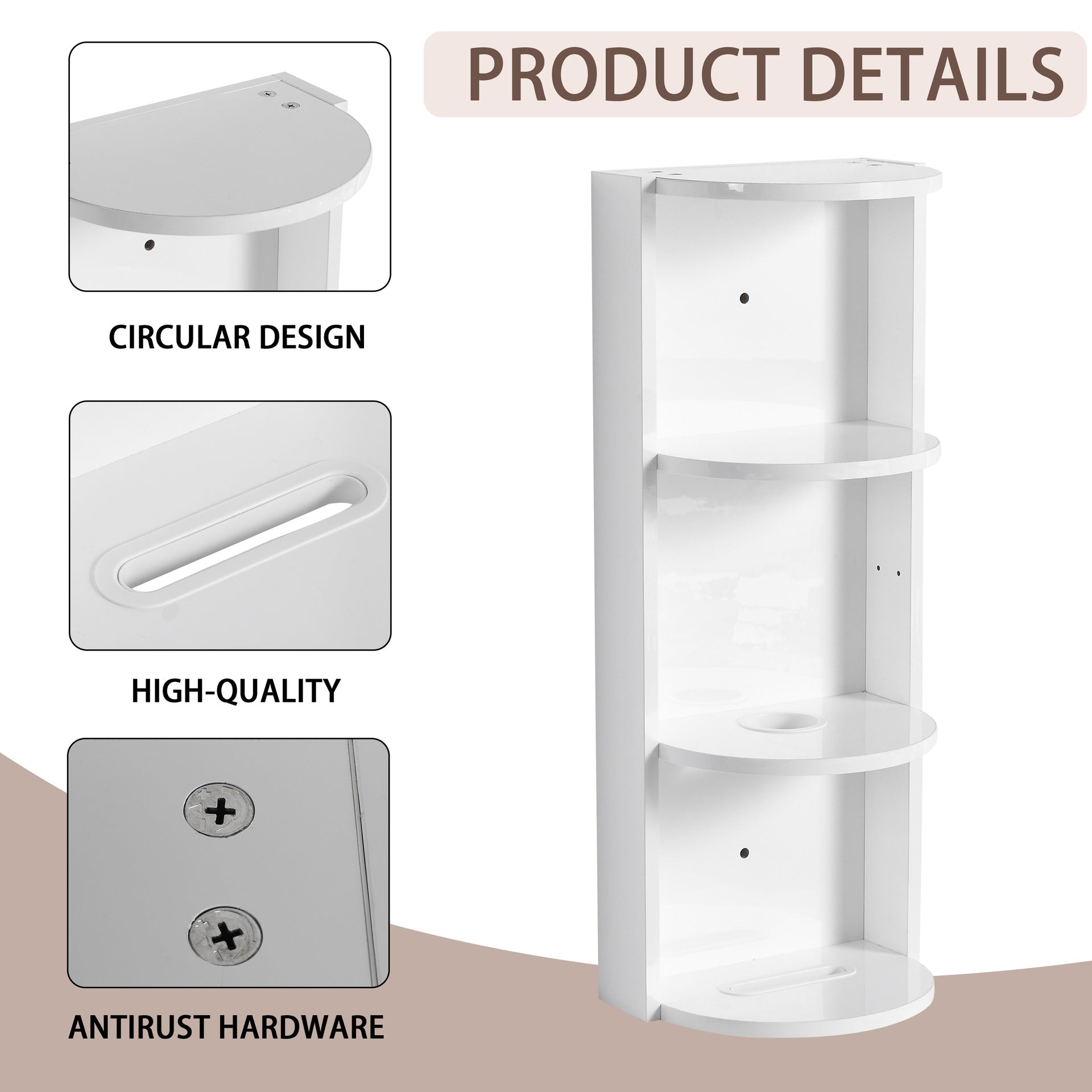 12" Bathroom Wall-Mounted Storage Rack, Float Mounting Design,(KD-Packing)
