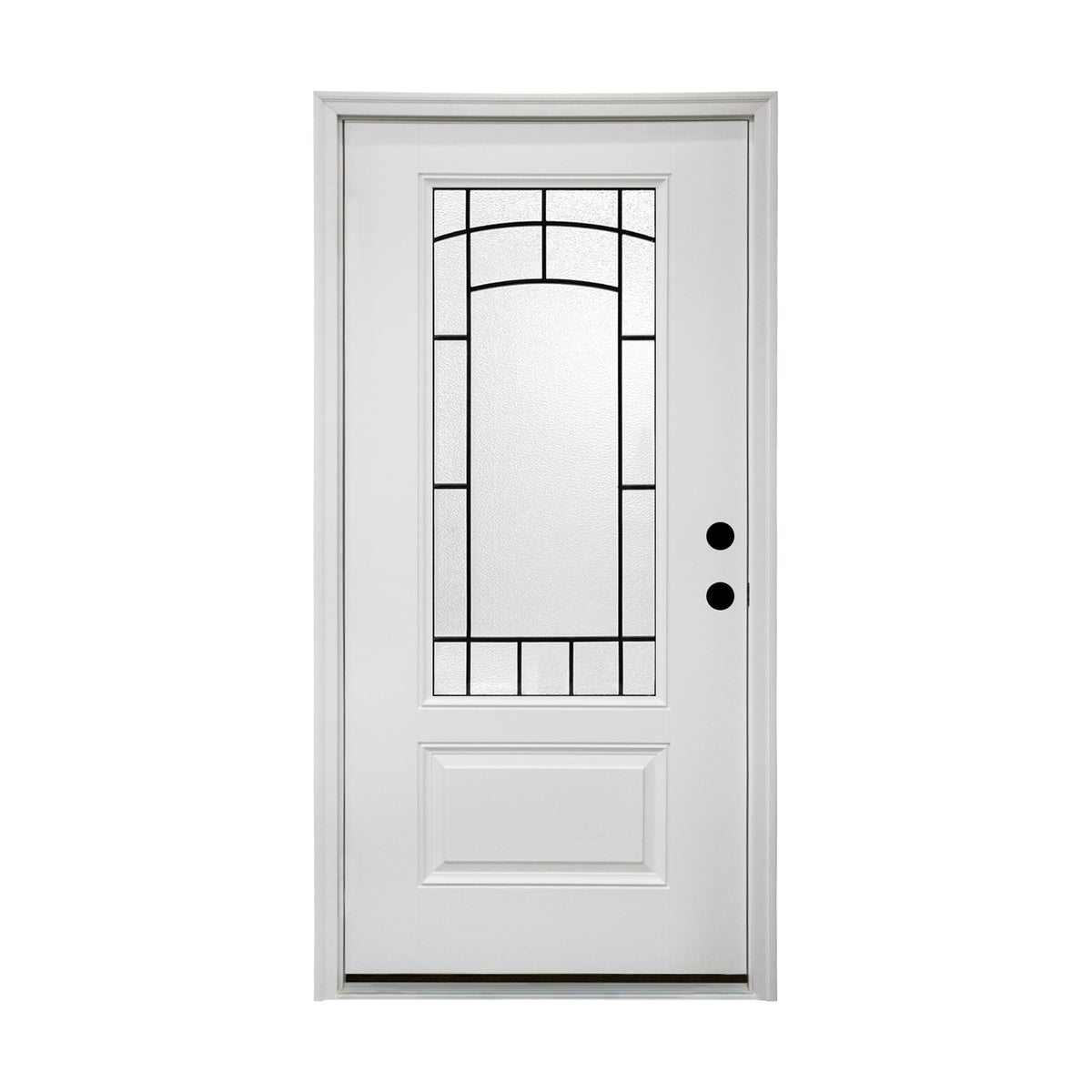 36 x 80 Smooth Fiberglass Entry Door with Brickmould,3/4 View Frosted Glass - Classic Style for Home's Front Entrance, Vinyl Frame, Left Hand Inswing,White Primed Knock-Down Door New Packaging