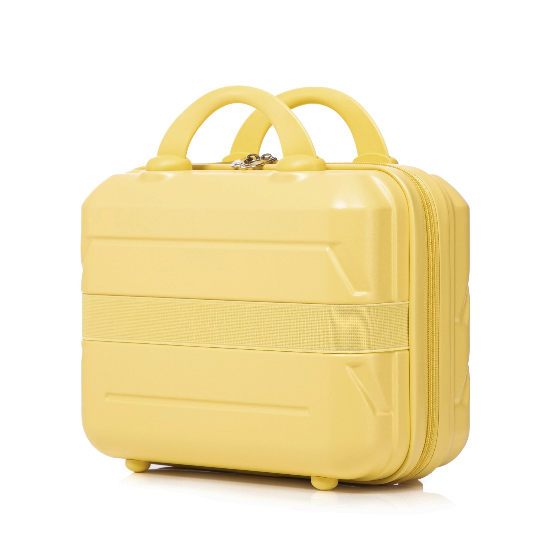14"/20" 2 pcs/set in ABS Spinner Wheel Luggage, with Combination Lock,14" Cosmetic Case (Yellow)
