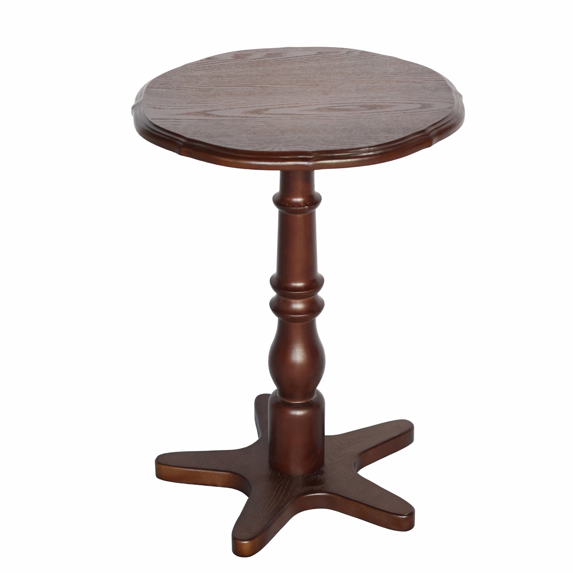 15.75 inch Round Small End Table, Wooden Pedestal Side Coffee Tables, Vintage Accent Nightstand for Living Room, Bedroom, Entryway (Walnut)