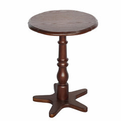 15.75 inch Round Small End Table, Wooden Pedestal Side Coffee Tables, Vintage Accent Nightstand for Living Room, Bedroom, Entryway (Walnut)