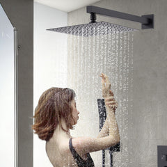 10-Inch Ceiling Mount Rainfall Shower System, All-Metal Rain Showerhead with Handheld Sprayer in Mattle Black