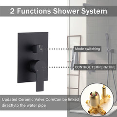 10-Inch Ceiling Mount Rainfall Shower System, All-Metal Rain Showerhead with Handheld Sprayer in Mattle Black