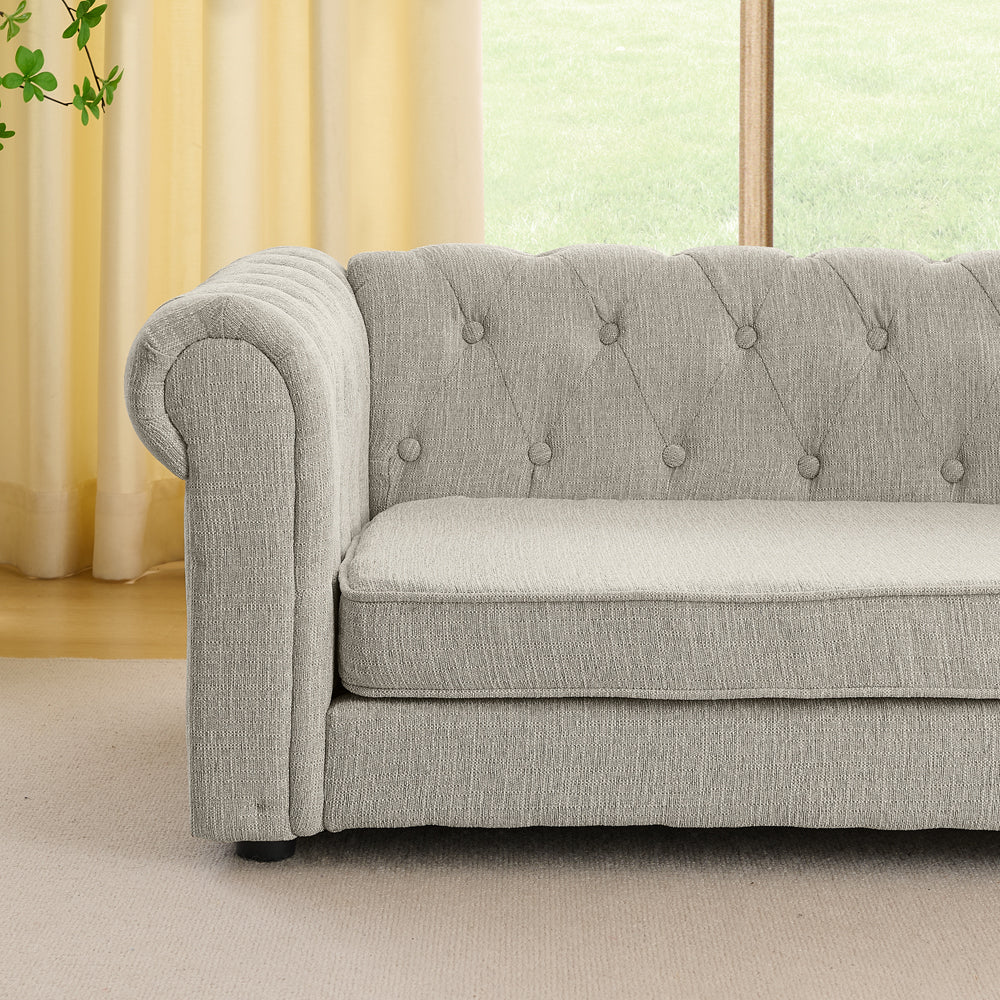 Elegant rectangular pet bed for big and oversized dogs, durable elevated dog sofa bed, comfortable dog sofa, modern and fashionable linen fabric dog sofa-Beige