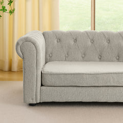 Elegant rectangular pet bed for big and oversized dogs, durable elevated dog sofa bed, comfortable dog sofa, modern and fashionable linen fabric dog sofa-Beige