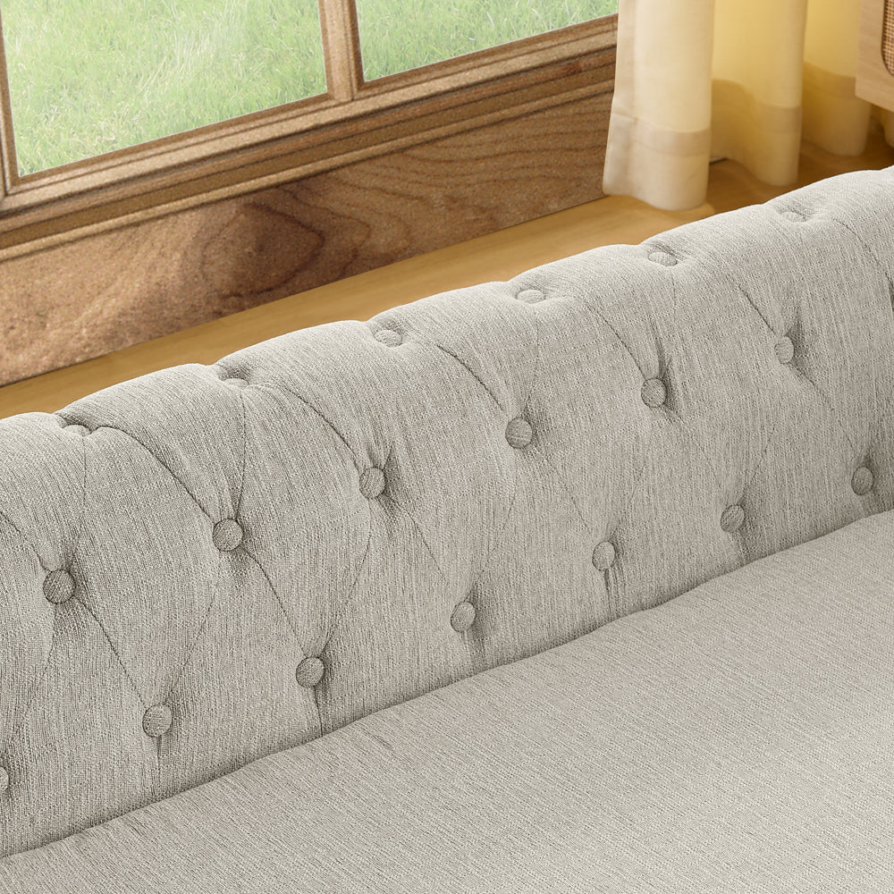Elegant rectangular pet bed for big and oversized dogs, durable elevated dog sofa bed, comfortable dog sofa, modern and fashionable linen fabric dog sofa-Beige