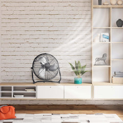 18 in. 3-Speed High-Velocity Industrial Heavy Duty Metal Floor Fan in Black with Tilting Head for Outdoor/Indoor Use