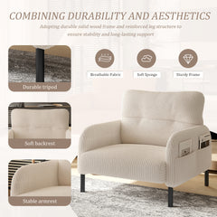 UNITED WE WIN corduroy fabric, comfortable monochrome single person wide seat chair, suitable for living rooms and bedrooms