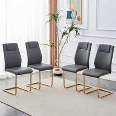 Comes with faux leather cushioned seats, living room chairs with metal legs, suitable for kitchen, living room, bedroom, and dining room side chairs, set of 6 (gray+PU leather) C-001
