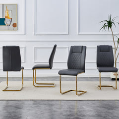 Comes with faux leather cushioned seats, living room chairs with metal legs, suitable for kitchen, living room, bedroom, and dining room side chairs, set of 6 (gray+PU leather) C-001