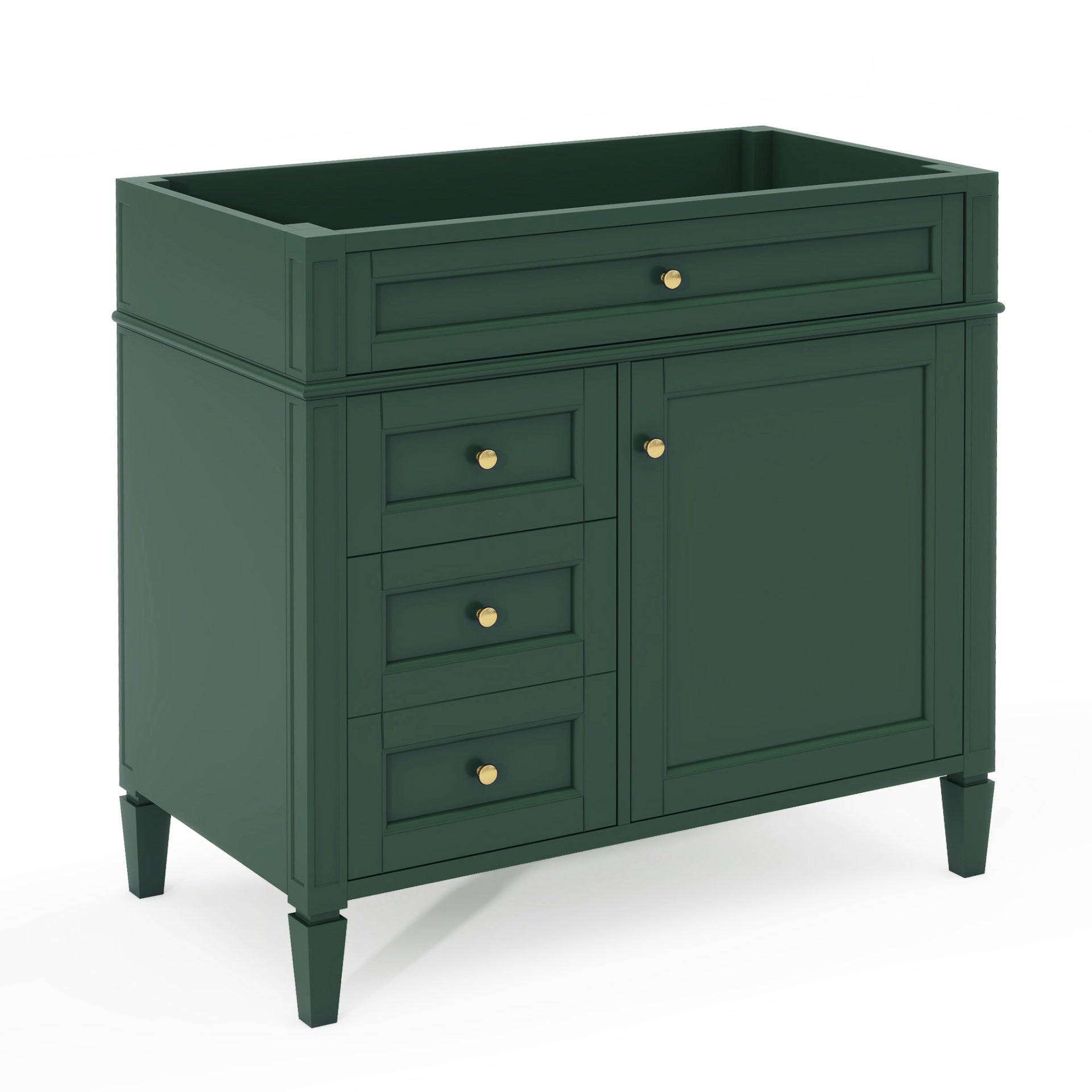 36'' Bathroom Vanity without Top Sink, Modern Bathroom Storage Cabinet with 2 Drawers and a Tip-out Drawer, Solid Wood Frame (NOT INCLUDE BASIN SINK; REPLACE WF315154AAF)