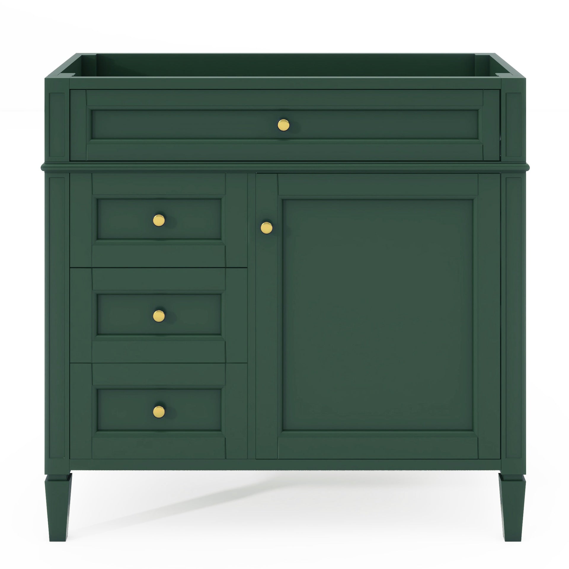 36'' Bathroom Vanity without Top Sink, Modern Bathroom Storage Cabinet with 2 Drawers and a Tip-out Drawer, Solid Wood Frame (NOT INCLUDE BASIN SINK; REPLACE WF315154AAF)