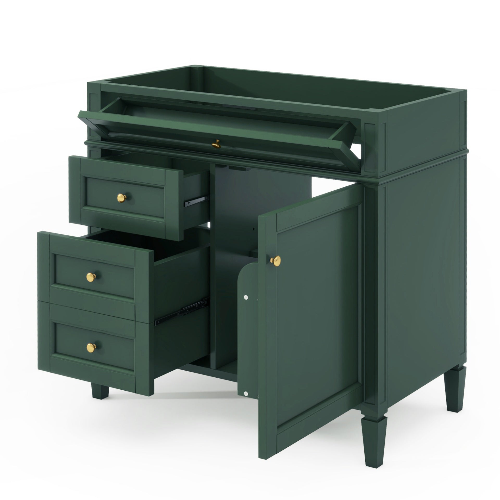 36'' Bathroom Vanity without Top Sink, Modern Bathroom Storage Cabinet with 2 Drawers and a Tip-out Drawer, Solid Wood Frame (NOT INCLUDE BASIN SINK; REPLACE WF315154AAF)