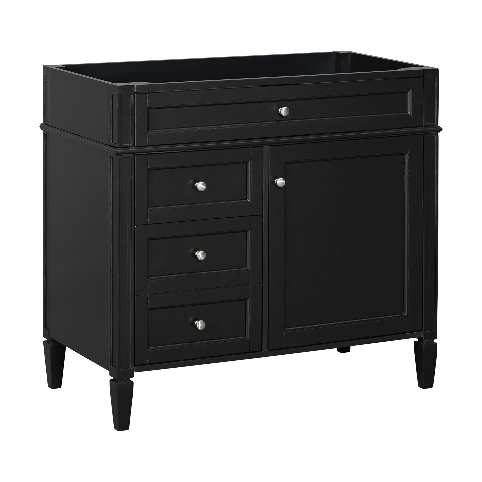 36'' Bathroom Vanity without Top Sink, Modern Bathroom Storage Cabinet with 2 Drawers and a Tip-out Drawer, Solid Wood Frame (NOT INCLUDE BASIN SINK; REPLACE N710P177300B)