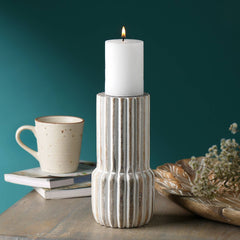 Decorative Wooden Centerpiece Candle Holder- 4x8"– Elegant Candle Stand for Any Occasion