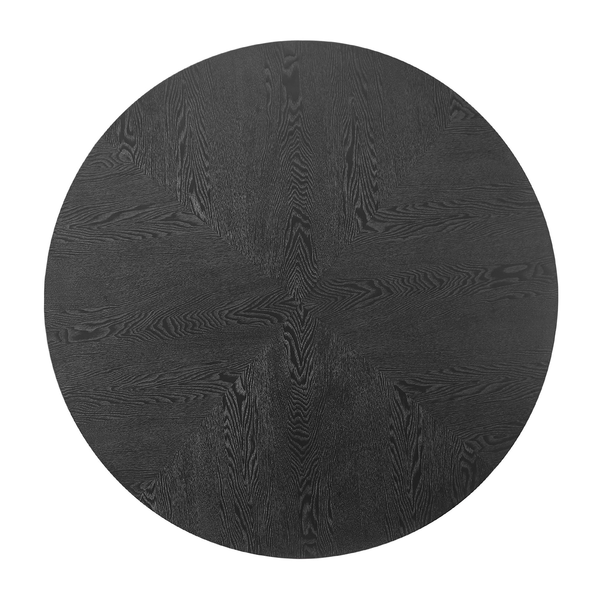 53.14'' Round MDF Coffee Table End Table Short Leisure Tea Table Cross Legs Metal Base, Easy to Assemble,BLACK