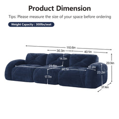 2 Piece Sofa Set Comfy Sofa Couch,  2+3 Seater Sofa Set,Deep Seat Sofa,Soft Velvet Fabric,32D High Density Sponge  Bottom,No Assembly Required, Modern Sofa Set for Living Room,Blue