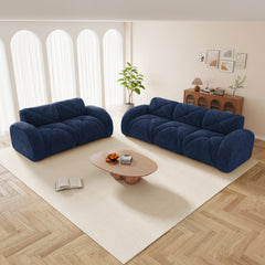 2 Piece Sofa Set Comfy Sofa Couch,  2+3 Seater Sofa Set,Deep Seat Sofa,Soft Velvet Fabric,32D High Density Sponge  Bottom,No Assembly Required, Modern Sofa Set for Living Room,Blue