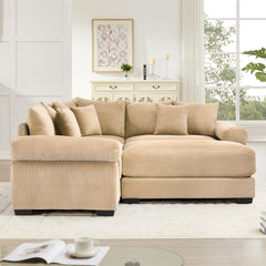Oversized Cloud Modular Sectional Couch,Convertible Sectional Couches Deep Seat Extra-Wide Armrests, 10 Throw Pillows Premium Corduroy Fabric, Ergonomic Design,Easy Assembly, For Living Rooms,Camel