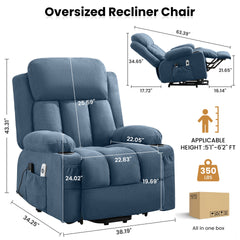 Power Lift Recliner Chair with Heat and Massage Electric Fabric Recliner Chair for Elderly with Side Pocket, USB Charge Port, Remote Control for Living Room