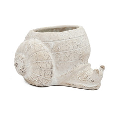 8.3x7x4.7" Decorative Sand and Cement Snail Planter with Textured Beige Finish