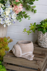 8.3x7x4.7" Decorative Sand and Cement Snail Planter with Textured Beige Finish