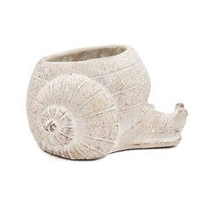 8.3x7x4.7" Decorative Sand and Cement Snail Planter with Textured Beige Finish