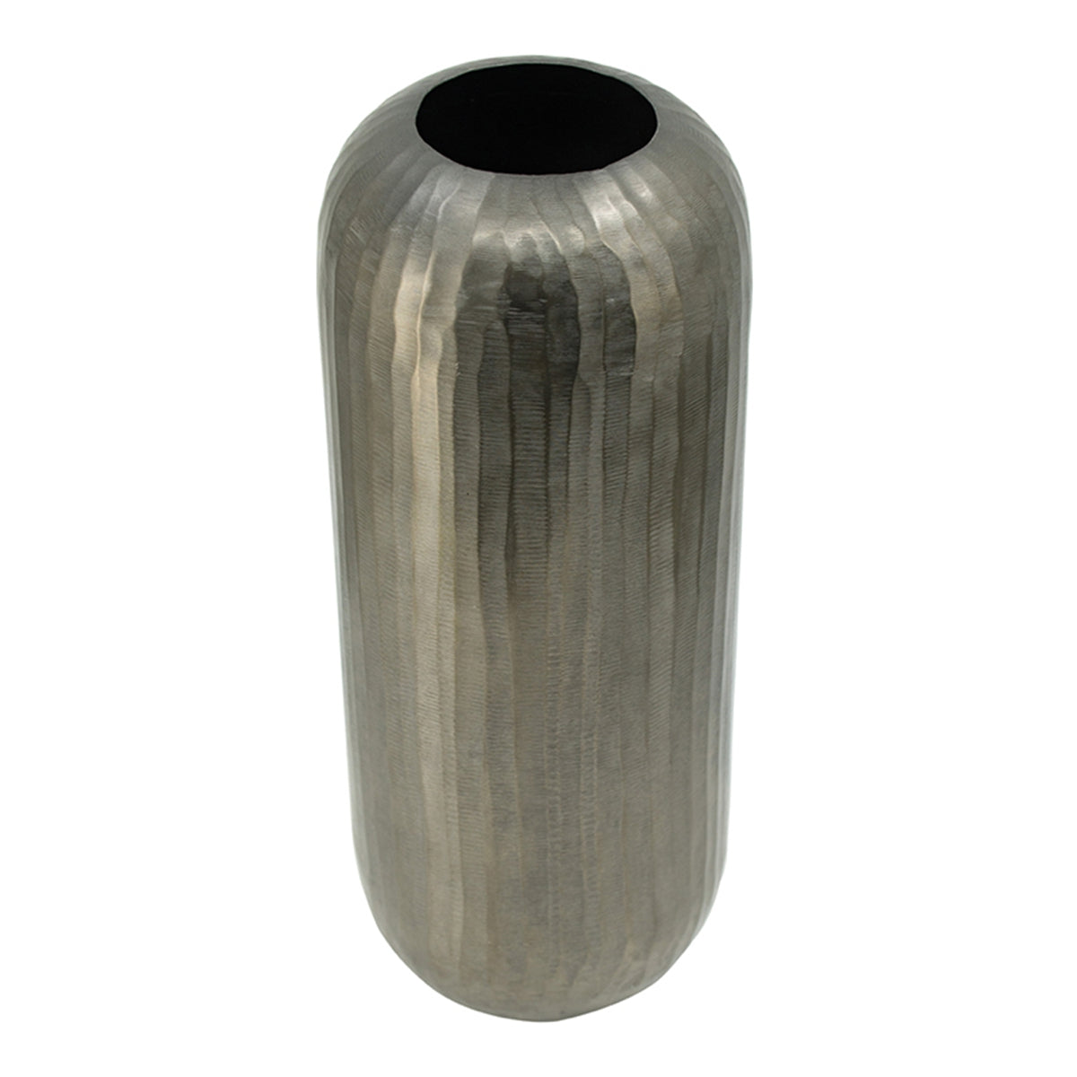 7x7x17" Aluminum Layered Chisel Oval Vase