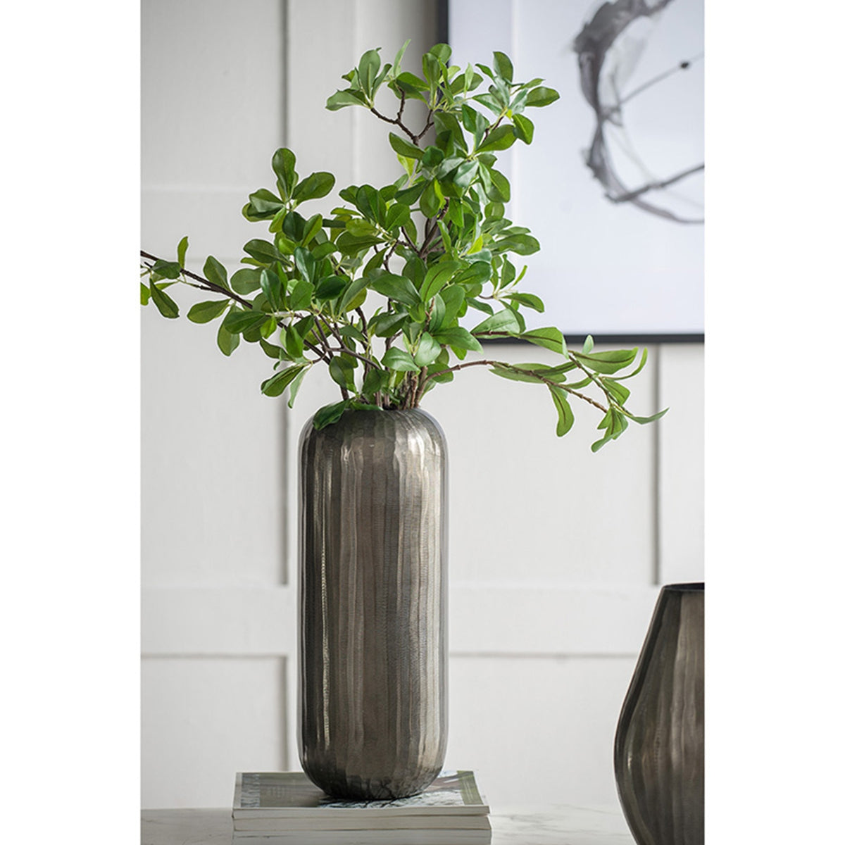 7x7x17" Aluminum Layered Chisel Oval Vase