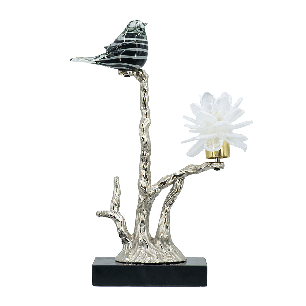 Aluminum Candle Holder with Marble Stand, 8x5x15"