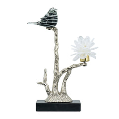 Aluminum Candle Holder with Marble Stand, 8x5x15"