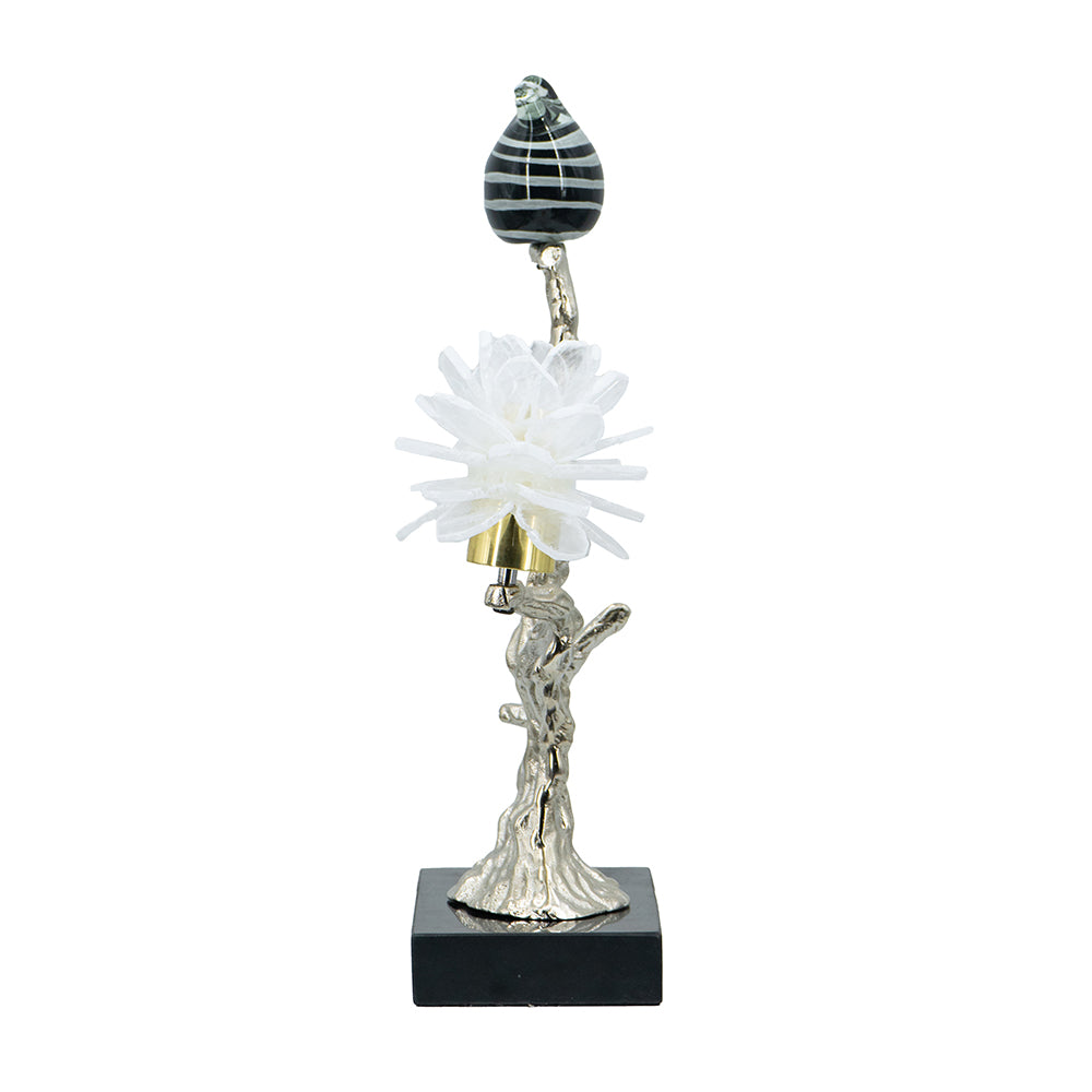Aluminum Candle Holder with Marble Stand, 8x5x15"