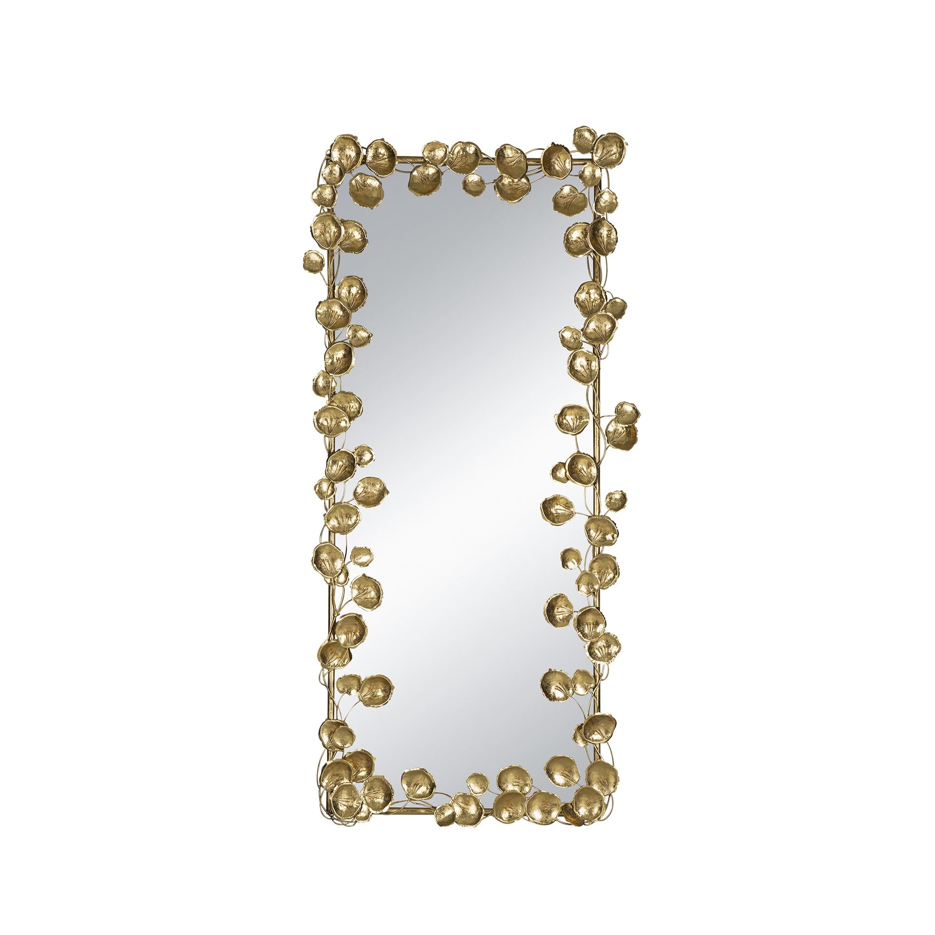 61" x 31" Full Length Mirror with Golden Leaf Accents, Floor Miiror for Living Room Bedroom