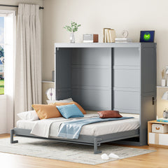 Full Size Murphy Bed Wall Bed,Gray( OLD SKU:N708S00011E)