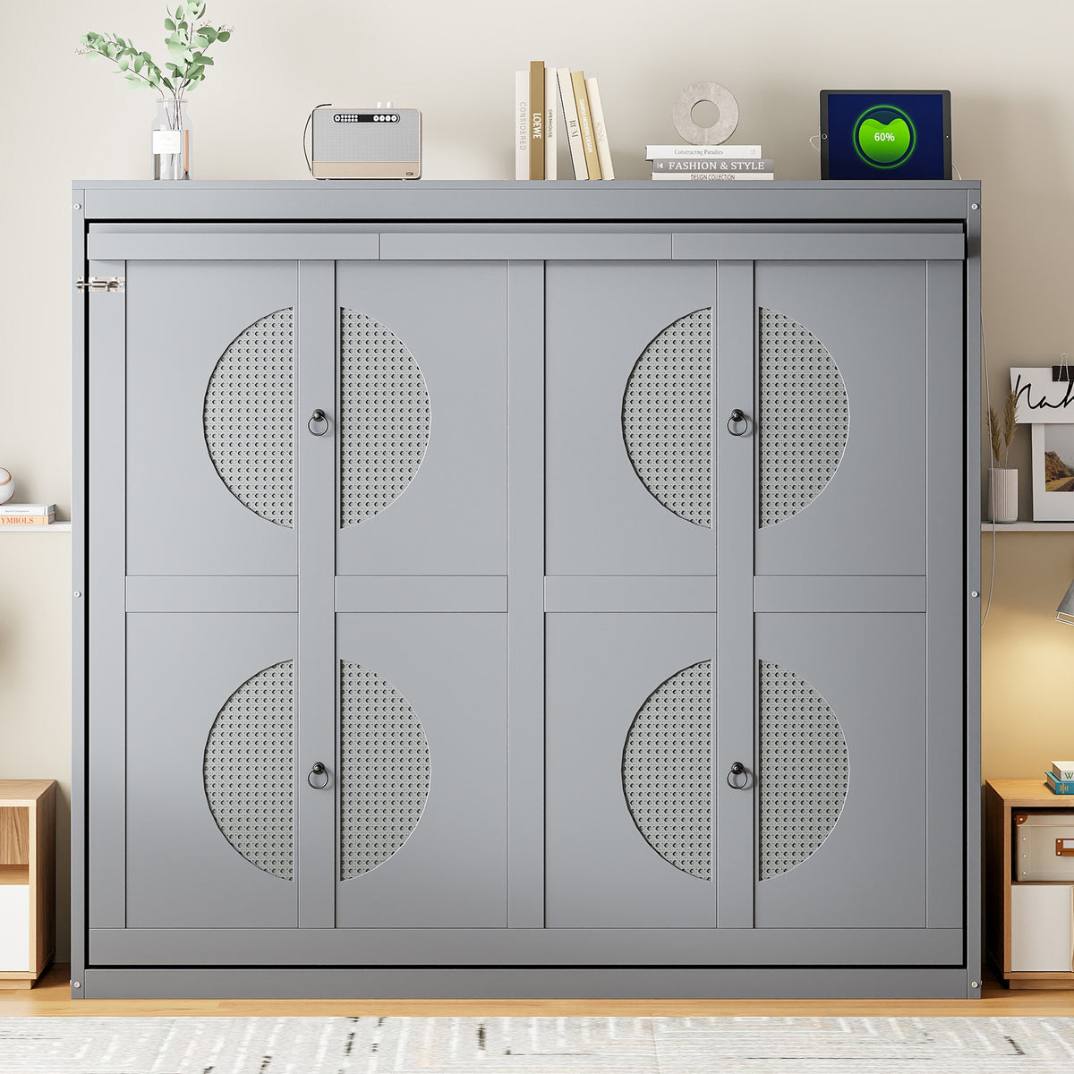 Full Size Murphy Bed Wall Bed,Gray( OLD SKU:N708S00011E)