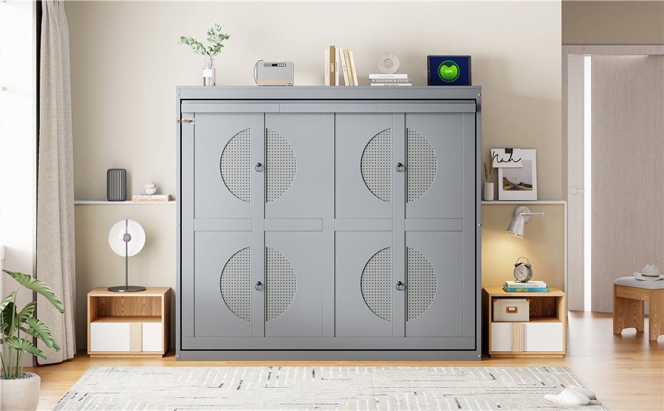 Full Size Murphy Bed Wall Bed,Gray( OLD SKU:N708S00011E)