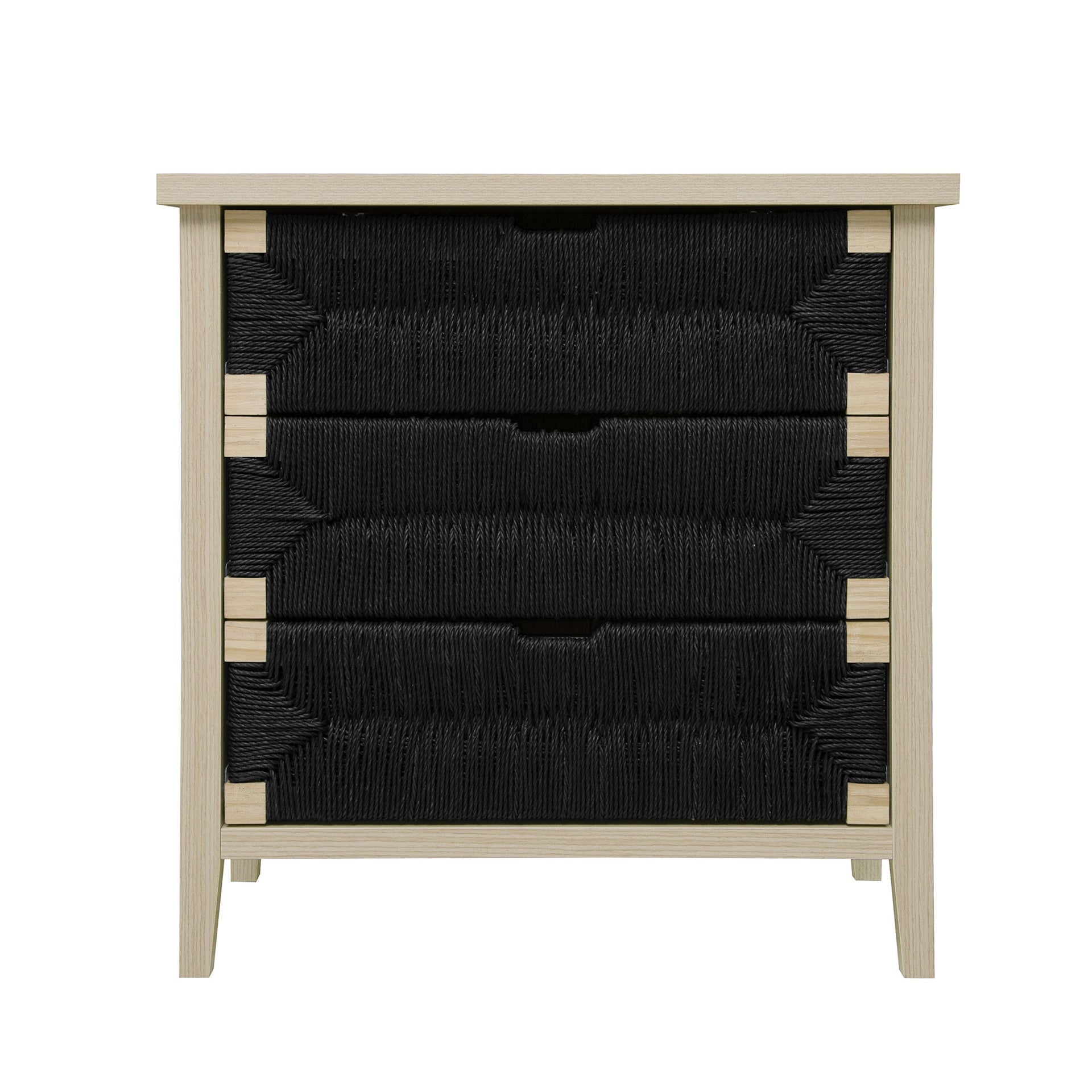 3 Drawer Buffet Sideboard with Adjustable Shelves, Storage Cabinet with Hand-woven rope decorated drawers for Living Room Kitchen Entryway