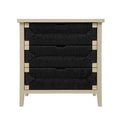 3 Drawer Buffet Sideboard with Adjustable Shelves, Storage Cabinet with Hand-woven rope decorated drawers for Living Room Kitchen Entryway