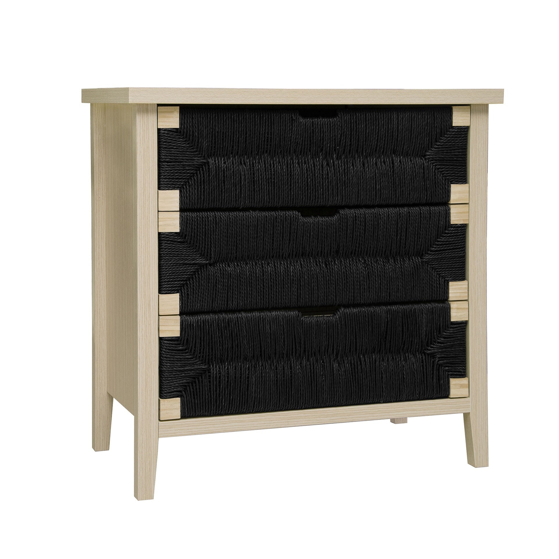 3 Drawer Buffet Sideboard with Adjustable Shelves, Storage Cabinet with Hand-woven rope decorated drawers for Living Room Kitchen Entryway