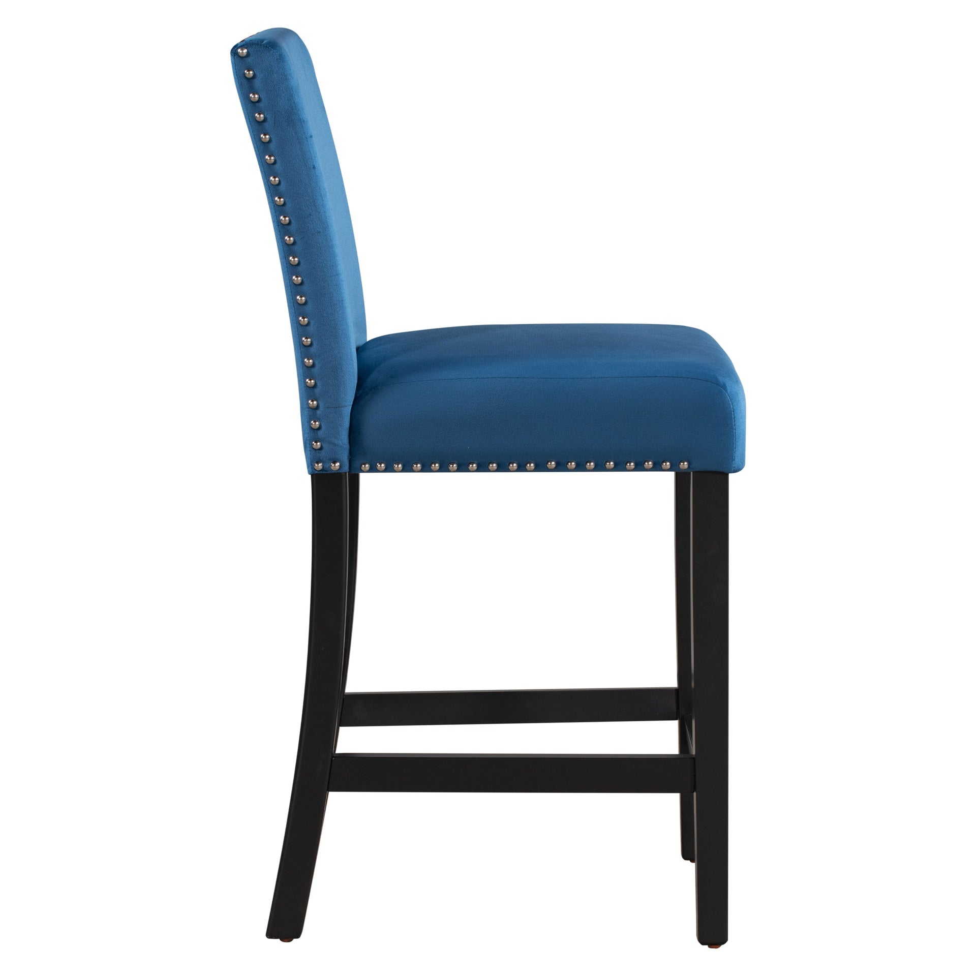 5-piece Counter Height Dining Table Set with One Faux Marble Top Dining Table and Four Velvet-Upholstered Chairs,Blue