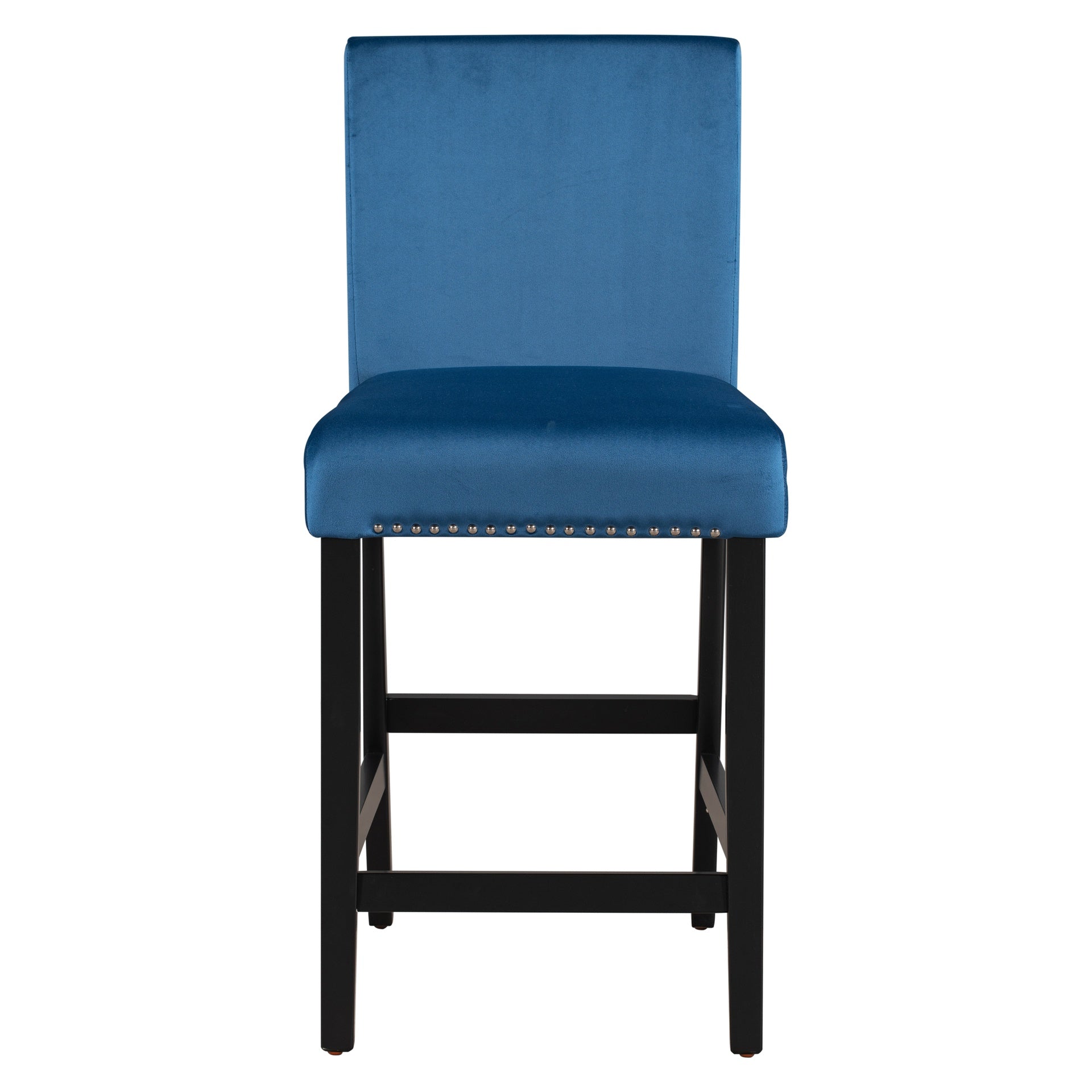 5-piece Counter Height Dining Table Set with One Faux Marble Top Dining Table and Four Velvet-Upholstered Chairs,Blue