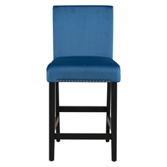 5-piece Counter Height Dining Table Set with One Faux Marble Top Dining Table and Four Velvet-Upholstered Chairs,Blue