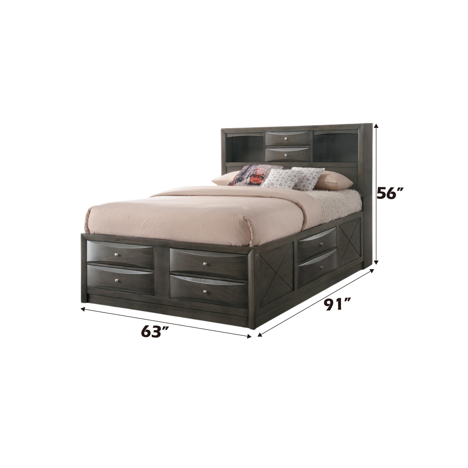 Ireland Gray Oak Finish Queen Bed W/Storage