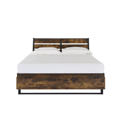 Juvanth Rustic Oak & Black Finish E. King Bed with Storage