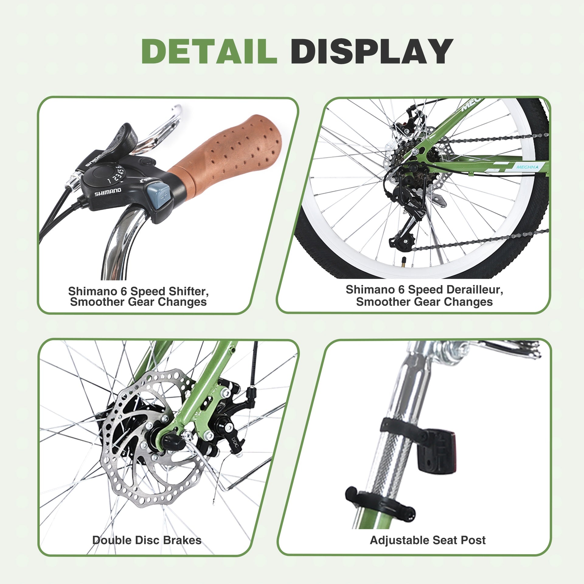 6 Speed, Steel Frame, Multiple Colors 24 Inch Bike,Commuter Bike for Adults