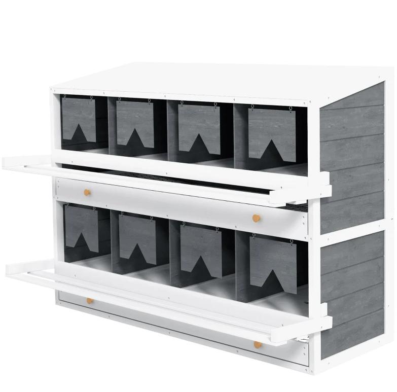 Chicken Nesting Box, 8 Compartment Wood Laying Boxes for Chicken Coop