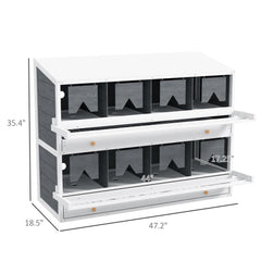 Chicken Nesting Box, 8 Compartment Wood Laying Boxes for Chicken Coop