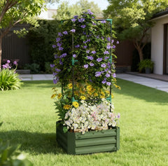 Garden Bed,Galvanized Planter Box,Raised Garden Bed with Cage for Climbing Vines