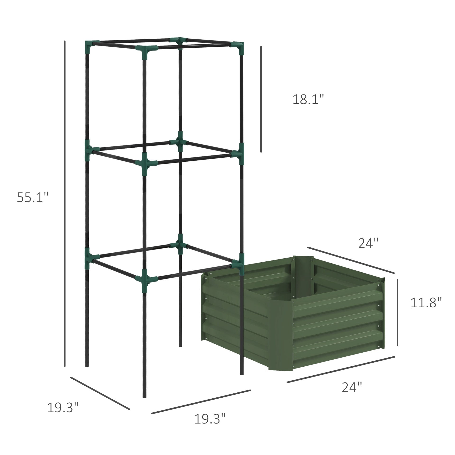 Garden Bed,Galvanized Planter Box,Raised Garden Bed with Cage for Climbing Vines